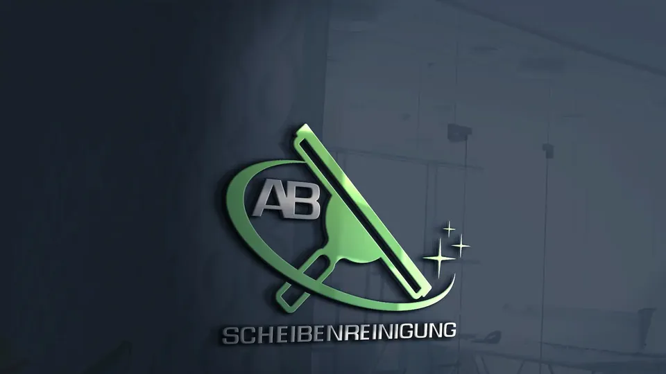 Logo von AB Scheibenreinigung auf einer sauberen Glasfläche