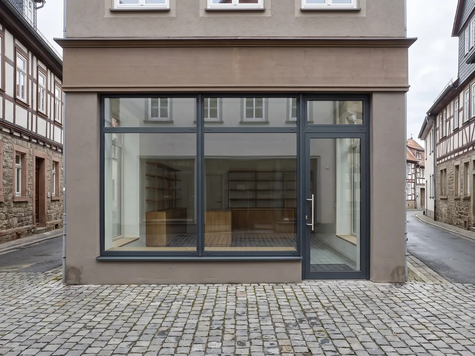 Klar gereinigte Schaufensterfront eines Ladengeschäfts